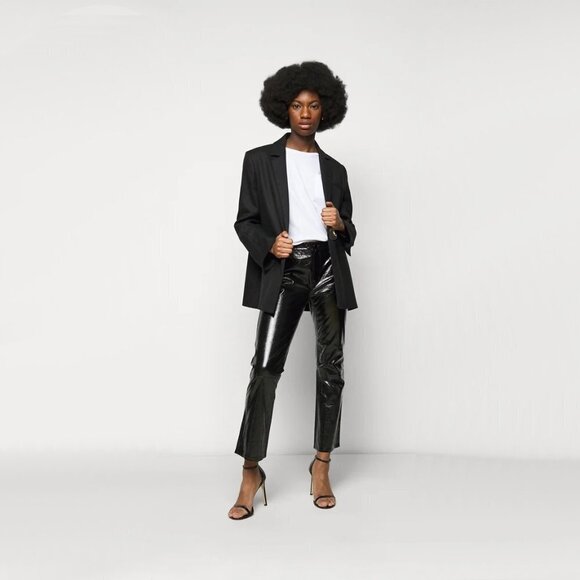 NWOT J Brand patent black lambskin leather cropped trousers, 31 - Picture 1 of 16